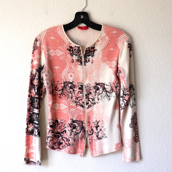 Long sleeve dual zip cotton knit top - Picture 4 of 6